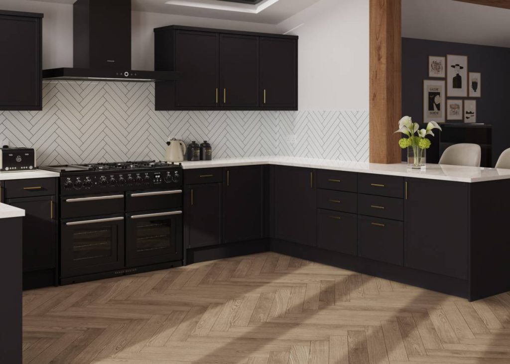 bella shaker 30mm stile supermtt black kitchen